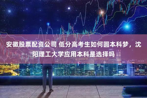 安徽股票配资公司 低分高考生如何圆本科梦，沈阳理工大学应用本科是选择吗